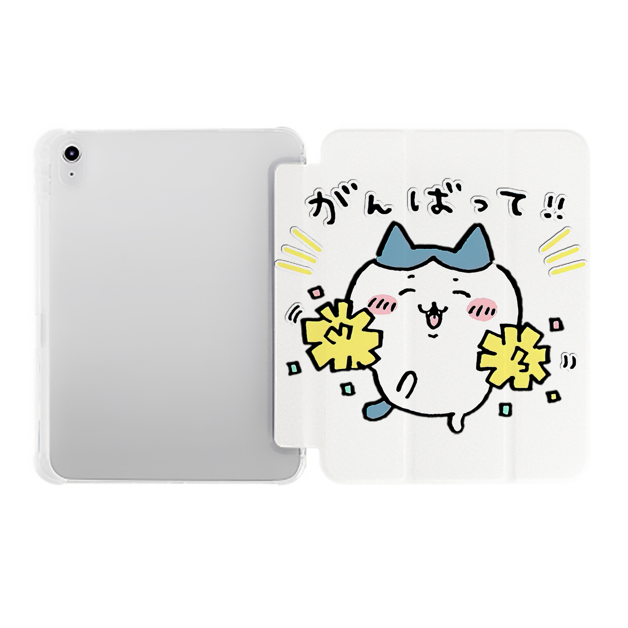 （画像用） ちいかわ ハチワレ Chii-kawa hachiware IPad ケース ペン収納付き 三つ折りスタンド PUレザー×シリコン 対応機種9.5/10.5/10.9インチ
